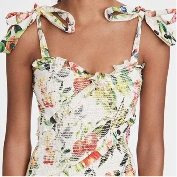 NWT Rococo Sand - Floral Print Smocked Dress Sweetheart neckline in XS - Picture 5 of 9
